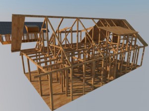 desain rangka rumah kayu tingkat