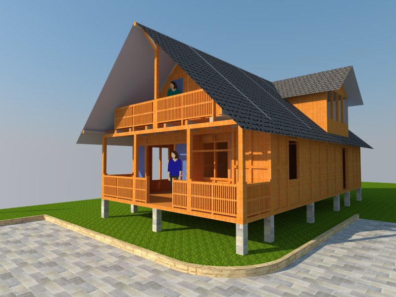 desain rumah kayu 3 dimensi